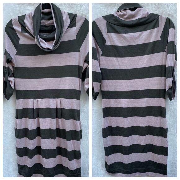 Zara Collection Striped Dress Cowl Neck - Picture 2 of 9